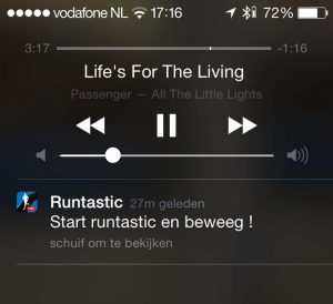 Raar bericht van Runtastic als je 'm net UIT wilt zetten! Die was ook al van slag.